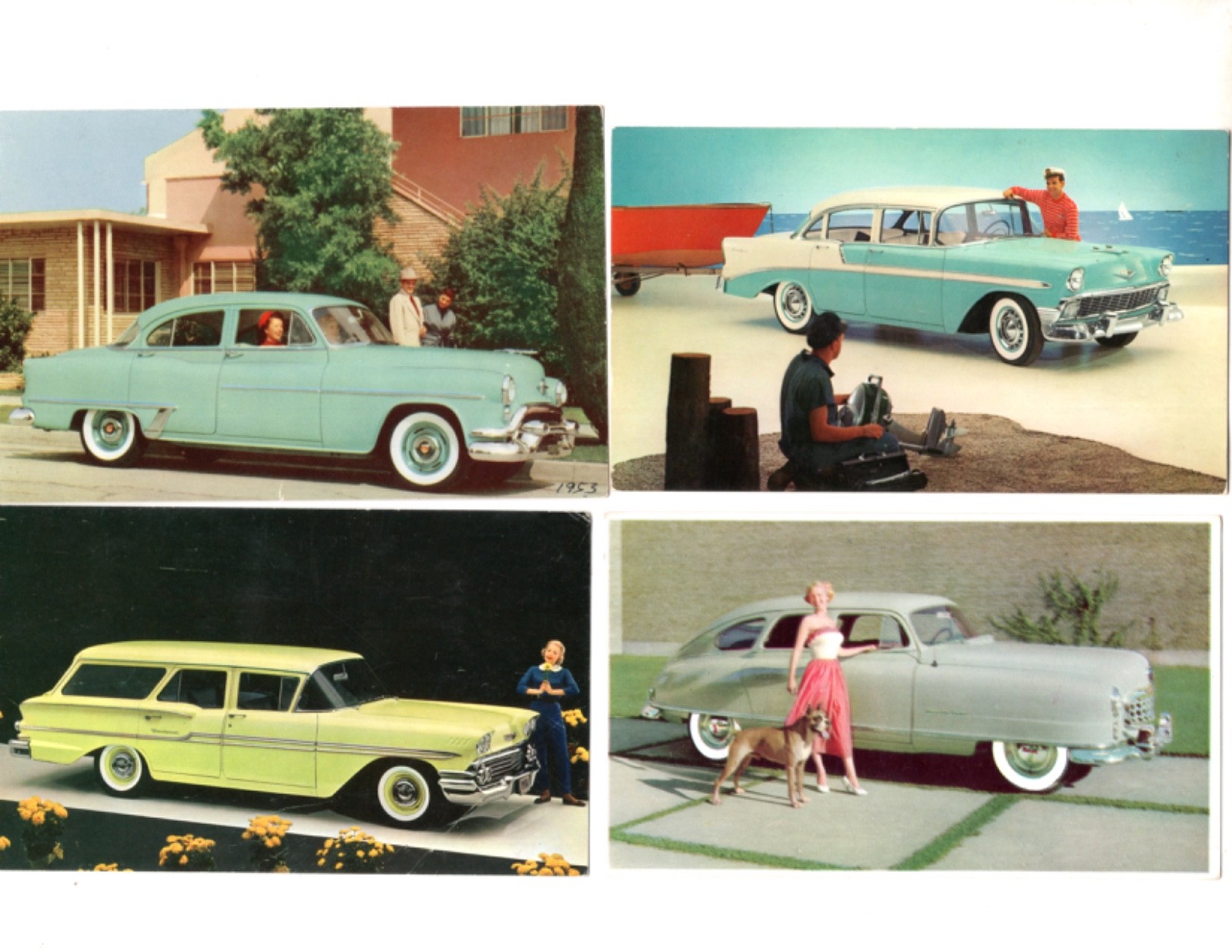 ANTIQUE AUTO, 1950’s, LOT OF 36 VINTAGE POSTCARDS (BL117)