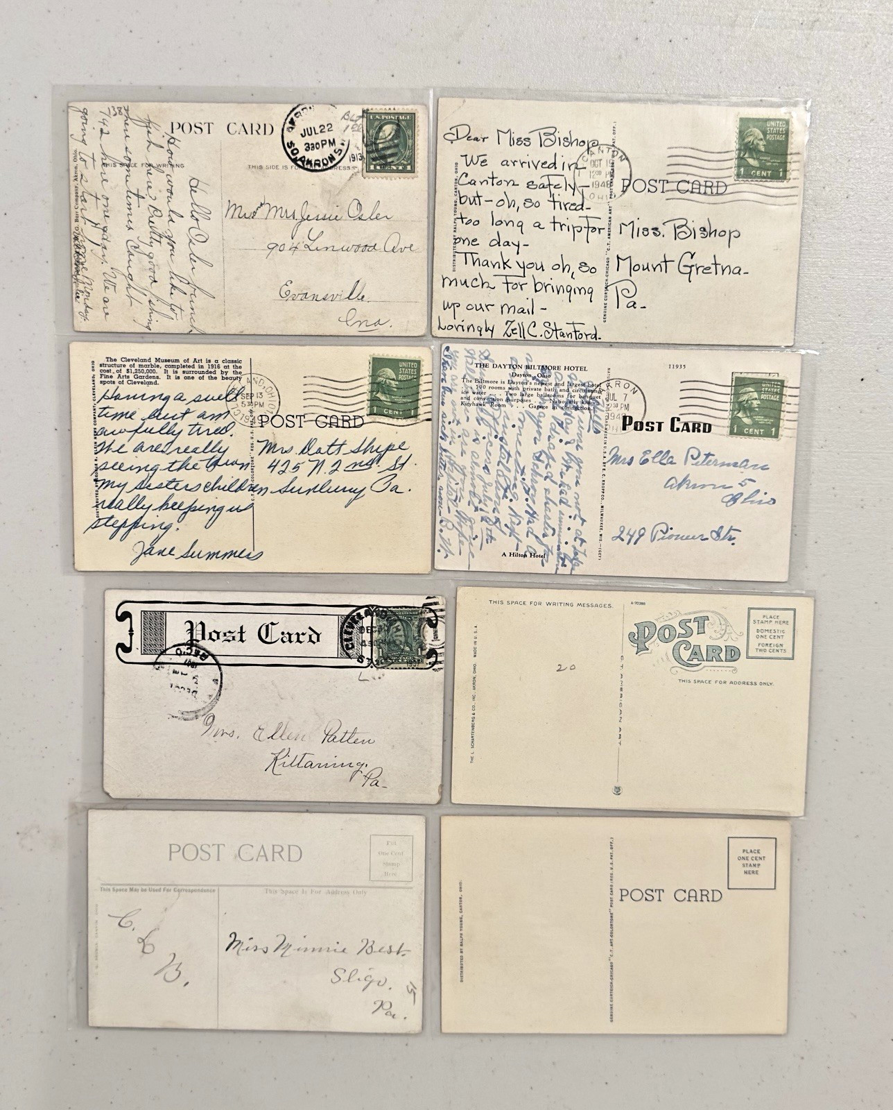 Lot Of 50 Vintage Postcards Ohio and Virginia In Protective Sleeves