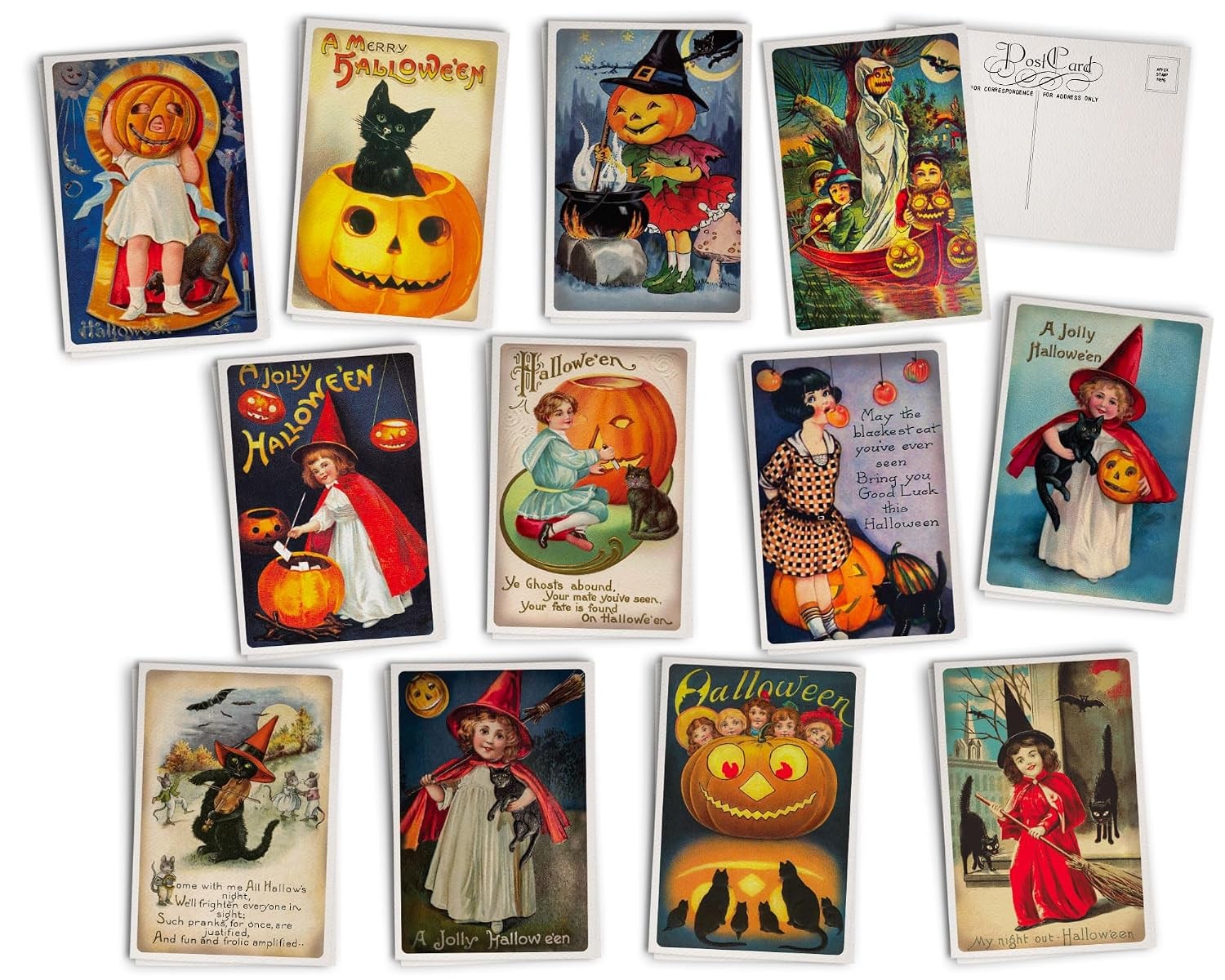 Hill Valley Greetings Antique Children’s Halloween Post Cards – 24 Vintage Hallo