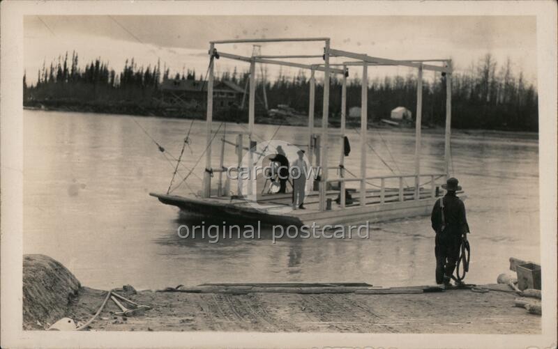 Ferry Crossing Lake Original Vintage Real Photo Postcard RPPC