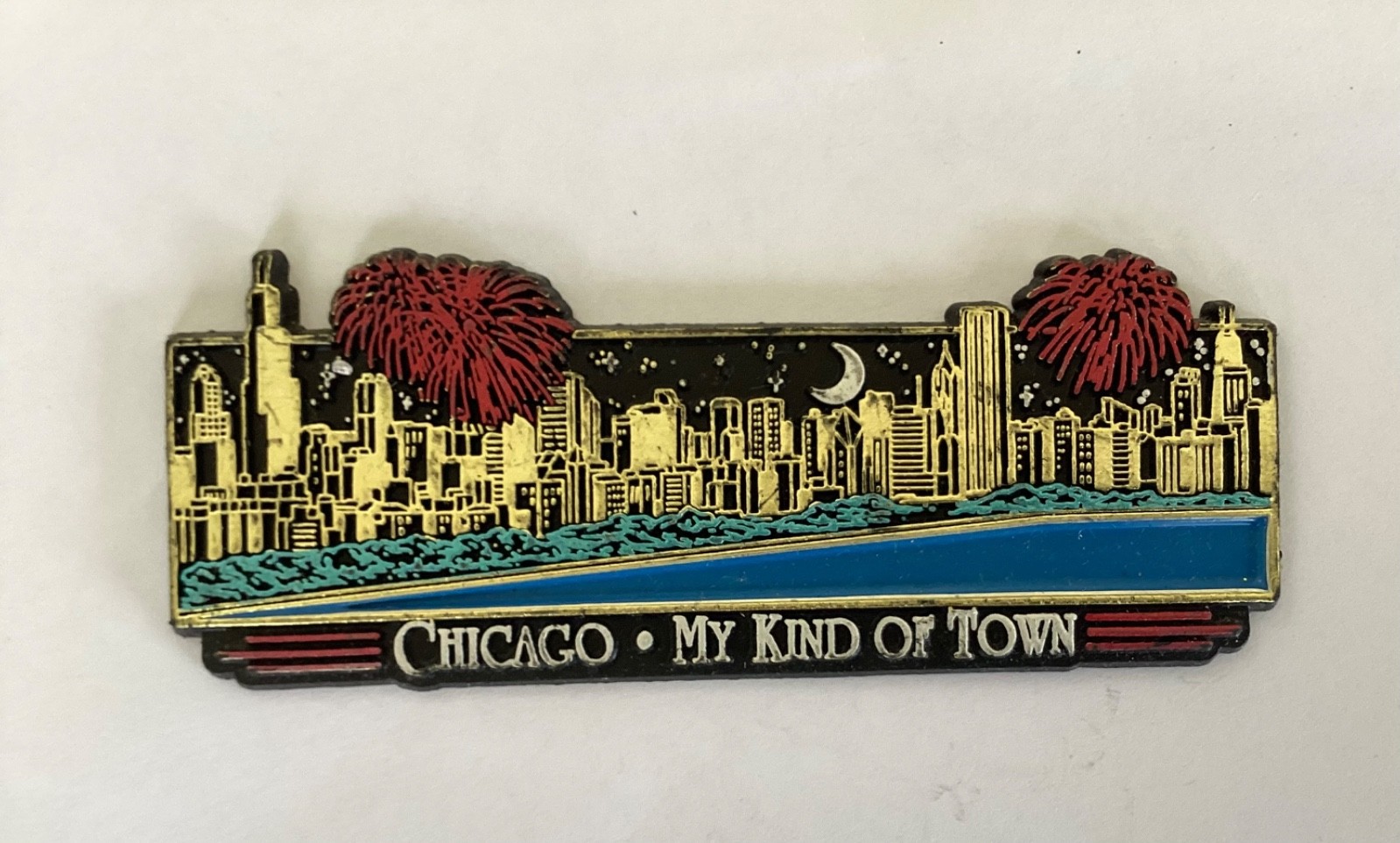 Chicago Skyline Night View Fireworks Rubber Fridge Magnet FR2