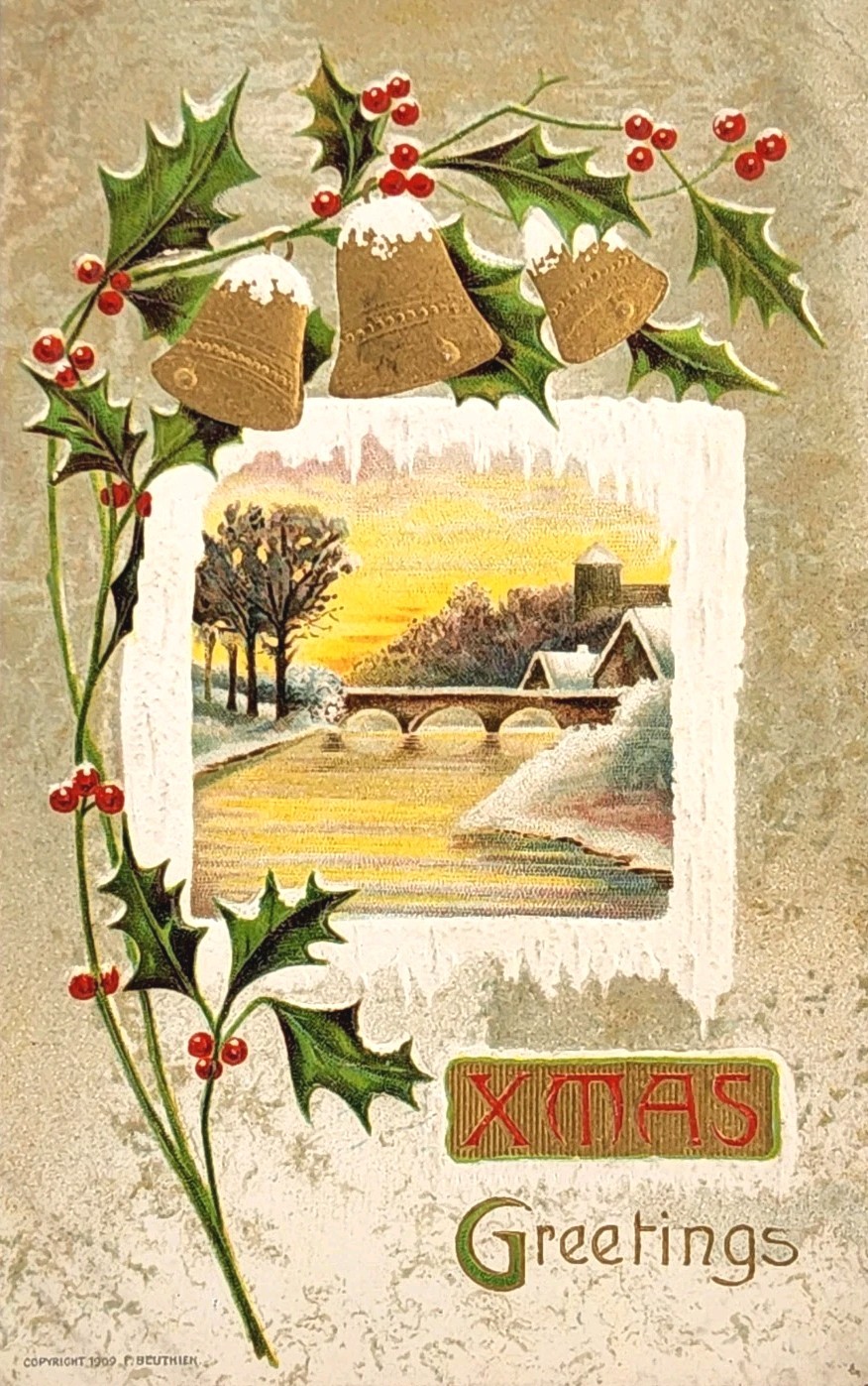 c1909 Christmas Greetings Picture Postcard – Christmas Greetings ~ #-9736
