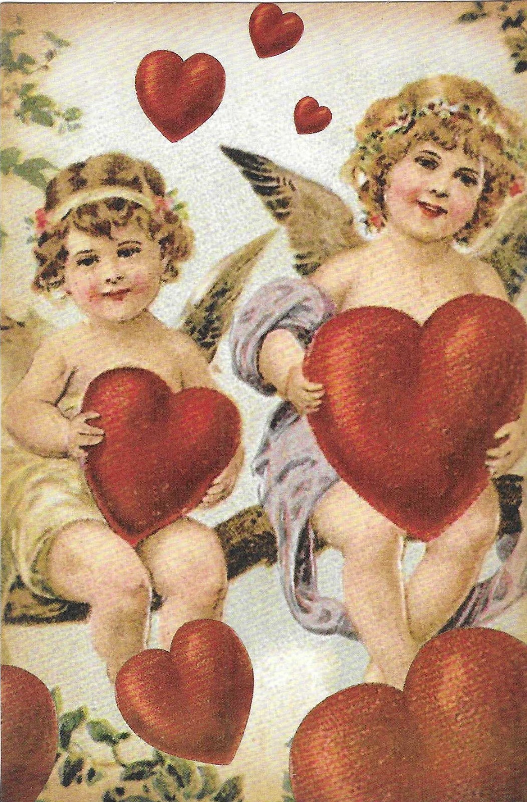 Vintage Valentine’s Day Postcard RETRO Antique NEW REPRINT Cherubs Hearts