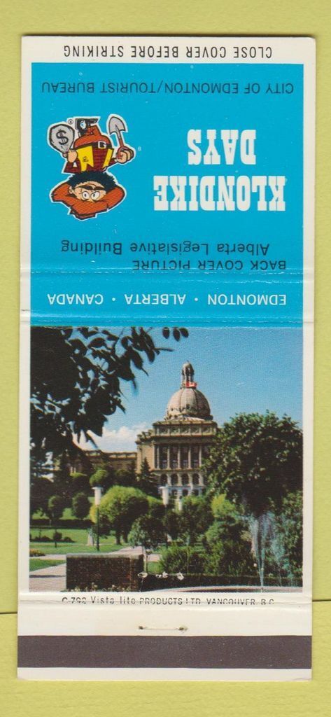 Matchbook Cover – Klondike Days Edmonton AB tourism 30 Strike