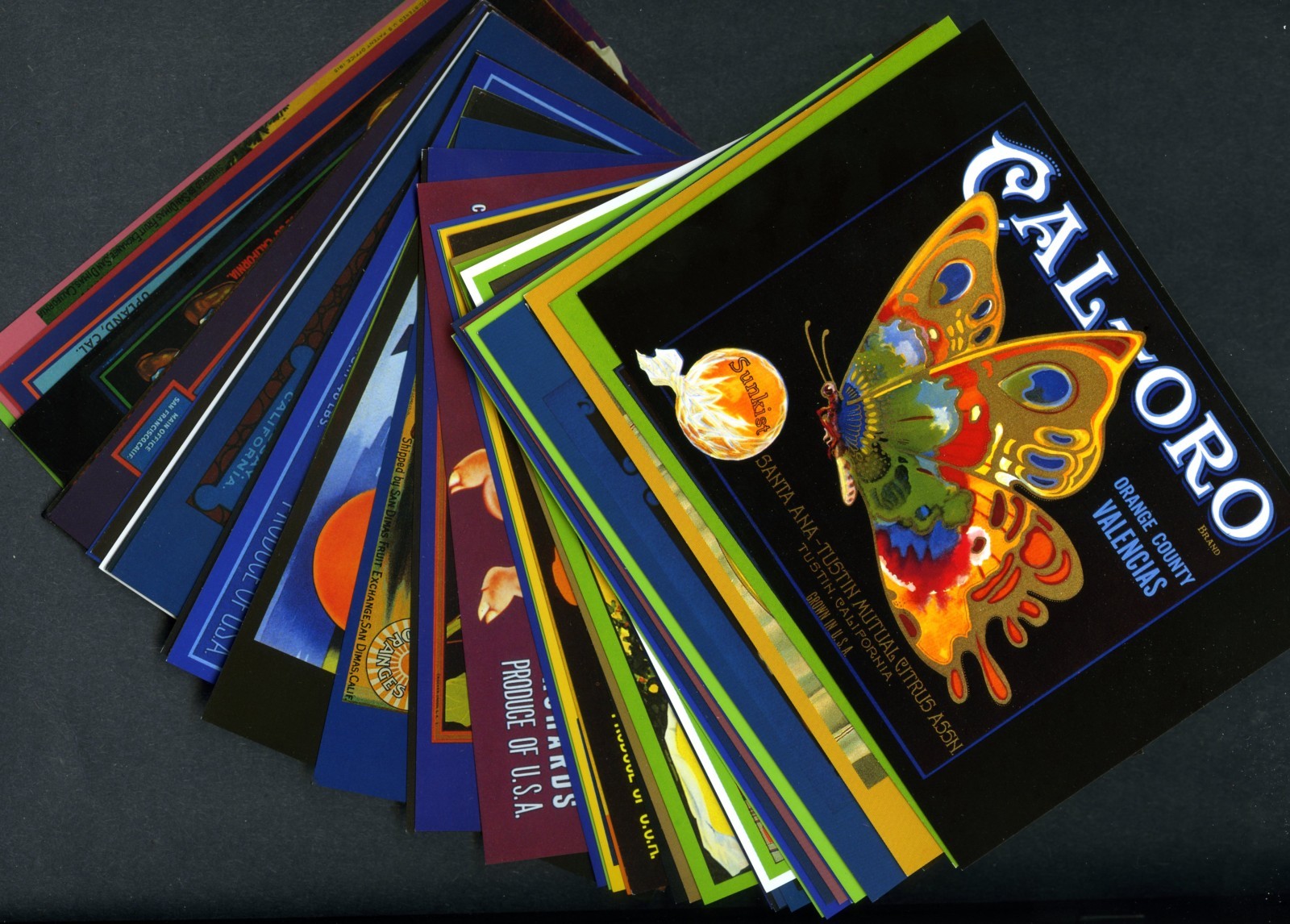 SET of (50) NEW 1980s POSTCARD LOT~HISTORICAL FRUIT CRATE LABEL LITHOGRAPH ART