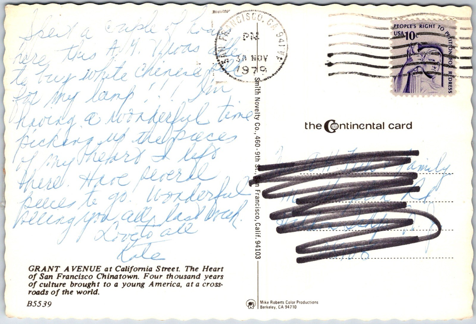 San Francisco USA Grant Avenue Scenic Drive Chinatown The Continental Card Postc