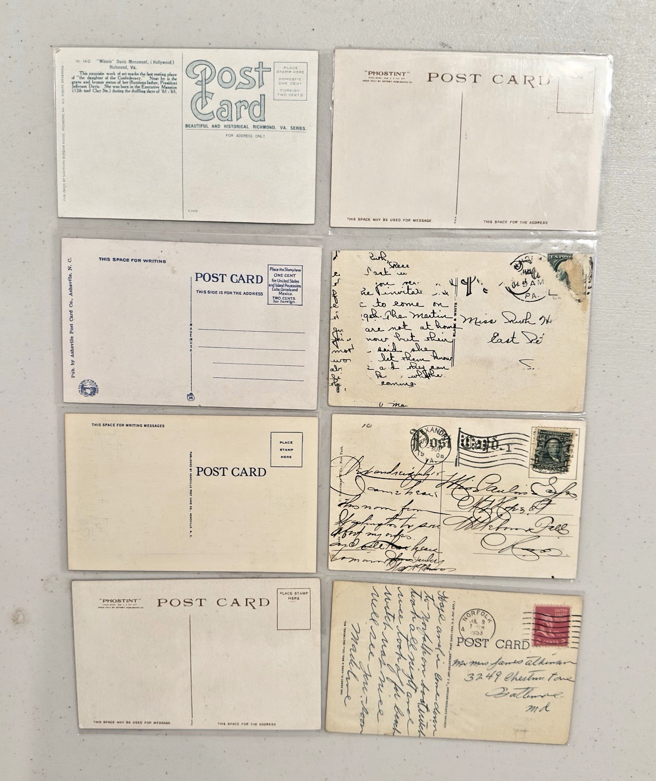Lot Of 50 Vintage Virginia Postcards In Protective Sleeves