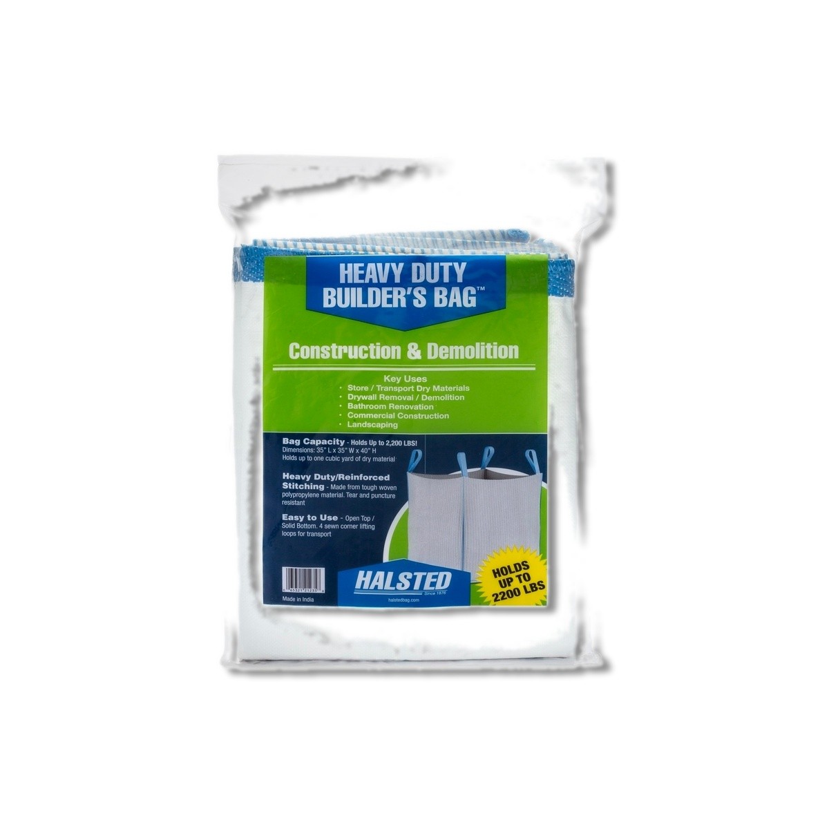 Halsted Builders Bag 200 gal White Plastic Open Top Garbage Can 1303204