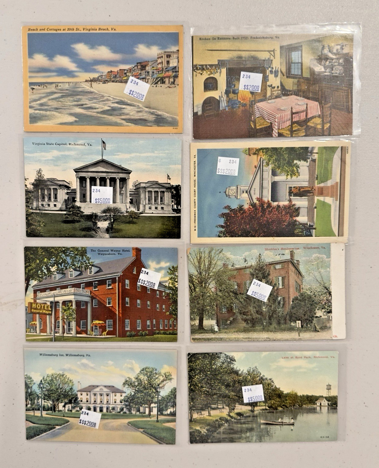 Lot Of 50 Vintage Virginia Postcards In Protective Sleeves