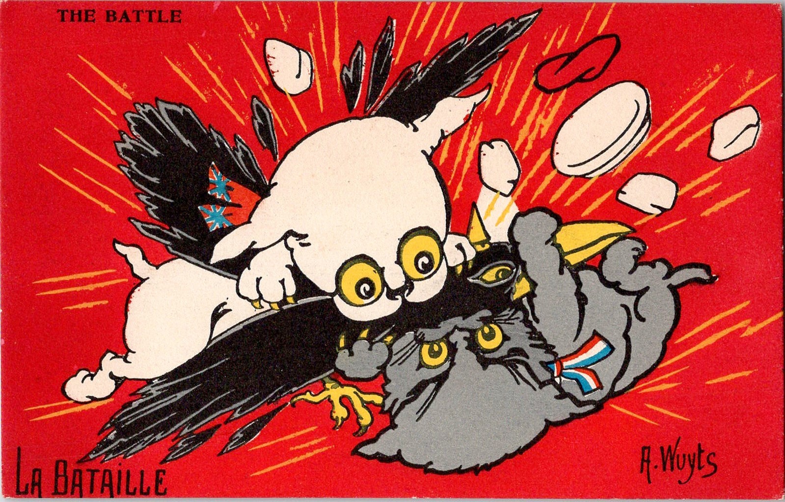 ee art Wuyts War dog X German crow bird fantasy ww1 WWI original c1915 postcard