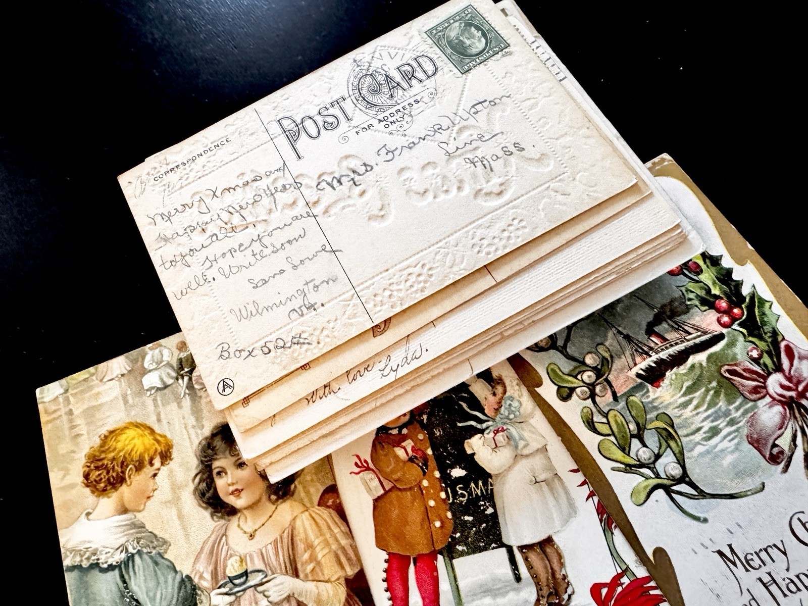 Lot 20 Vintage Christmas Postcards Random Estate Stack 1910s-1950s