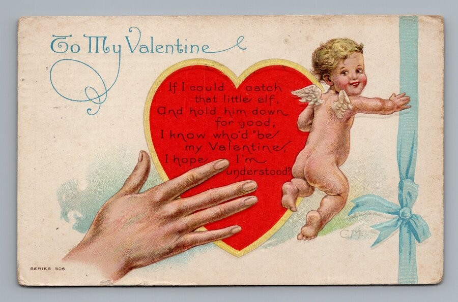 Cupid Cherub Heart 1911 Vintage Valentine’s Day Postcard