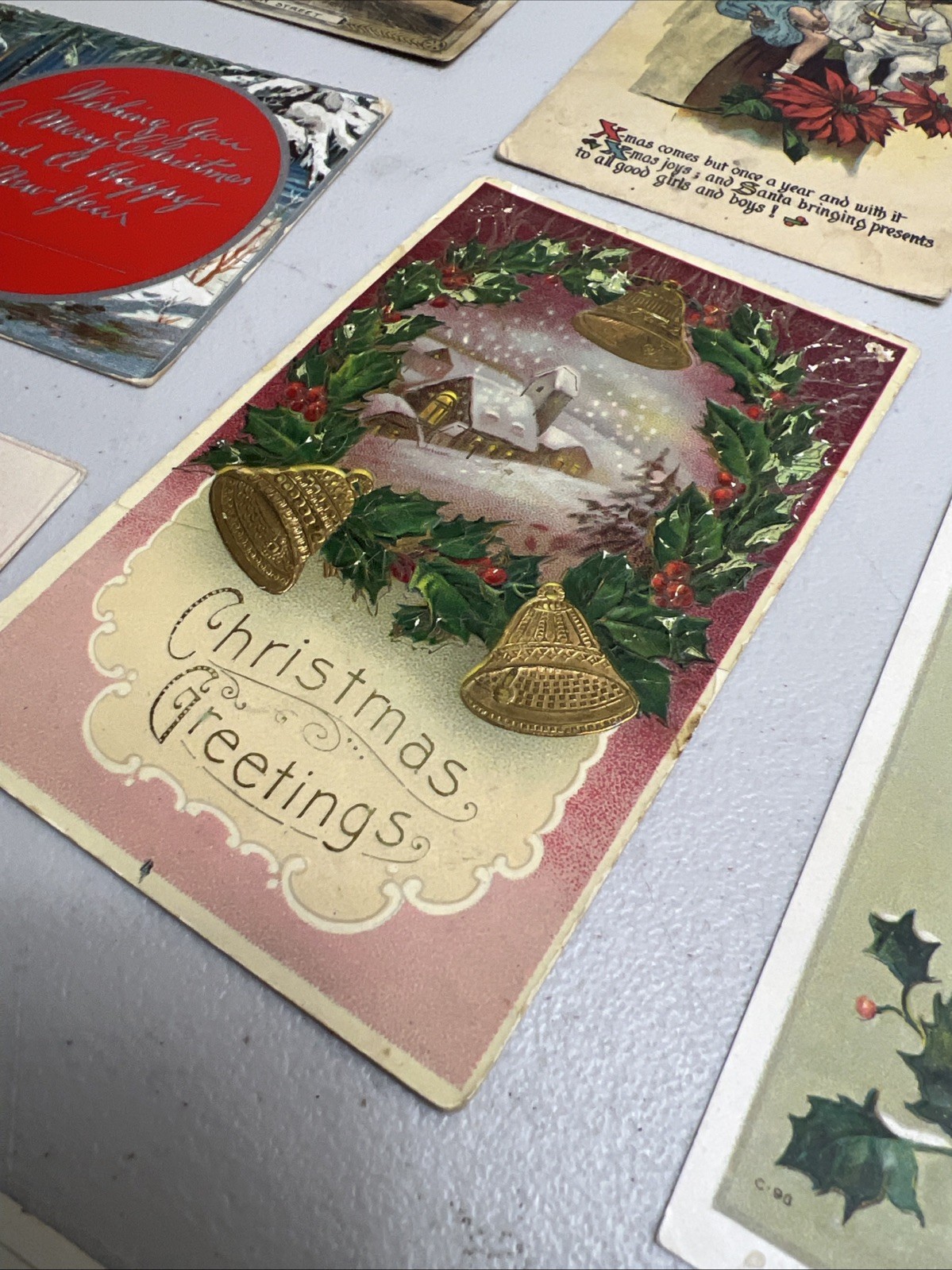 Lot Of 13 Vintage Christmas Postcards, Used, Early 1900s, Some Embossed