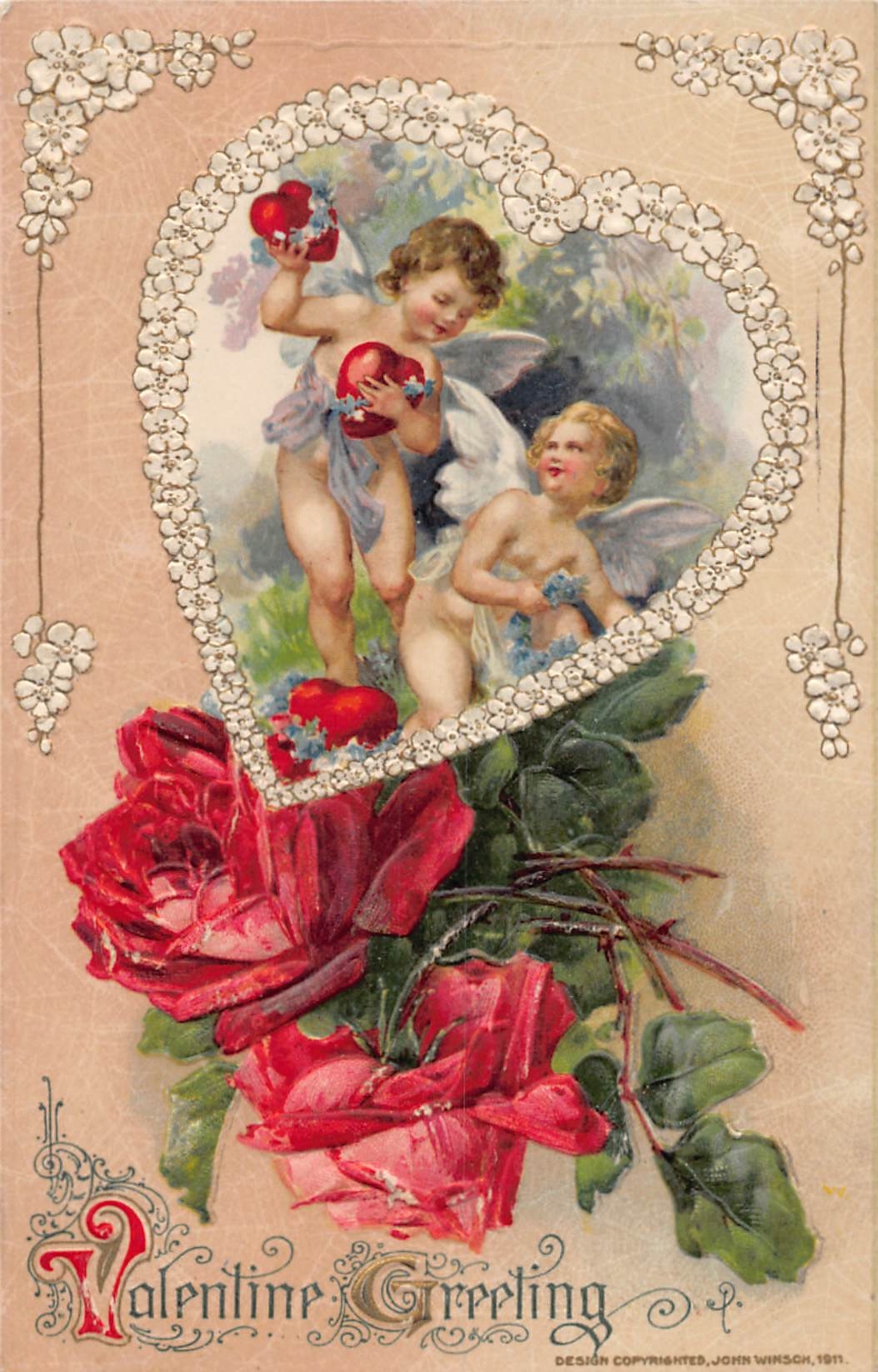 J82/ Valentine’s Day Love c1910 Postcard John Winsch Cupid 222