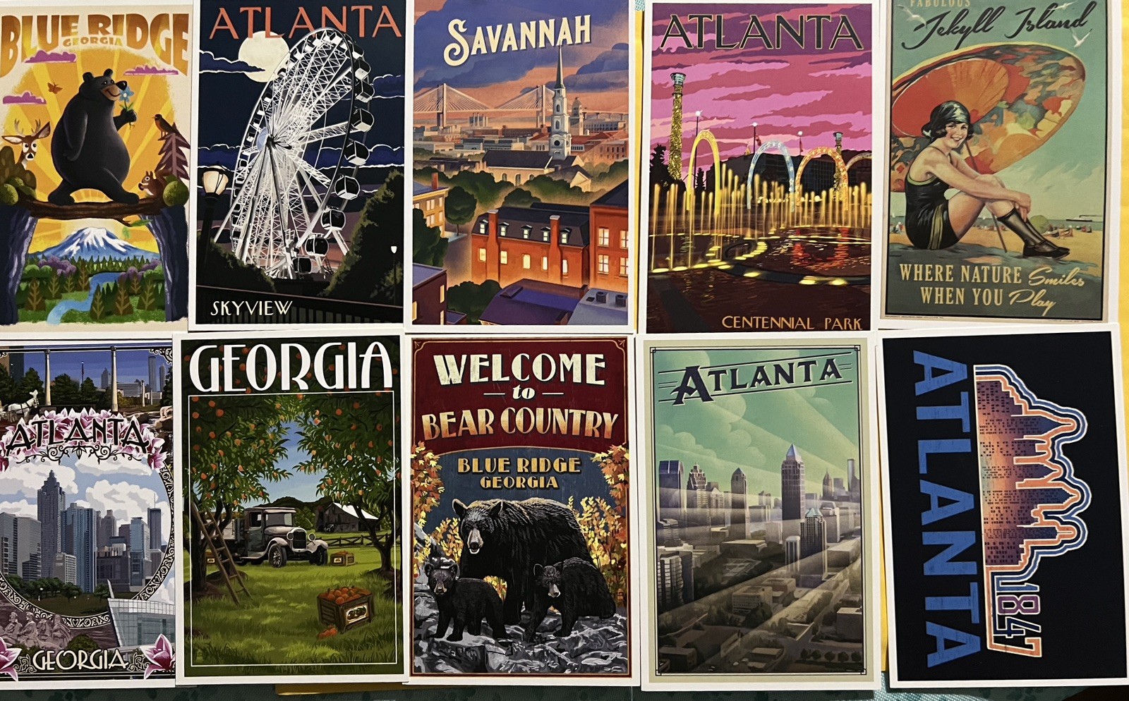 Georgia Lantern Press Scenic Postcards -6×4- Lot of 10