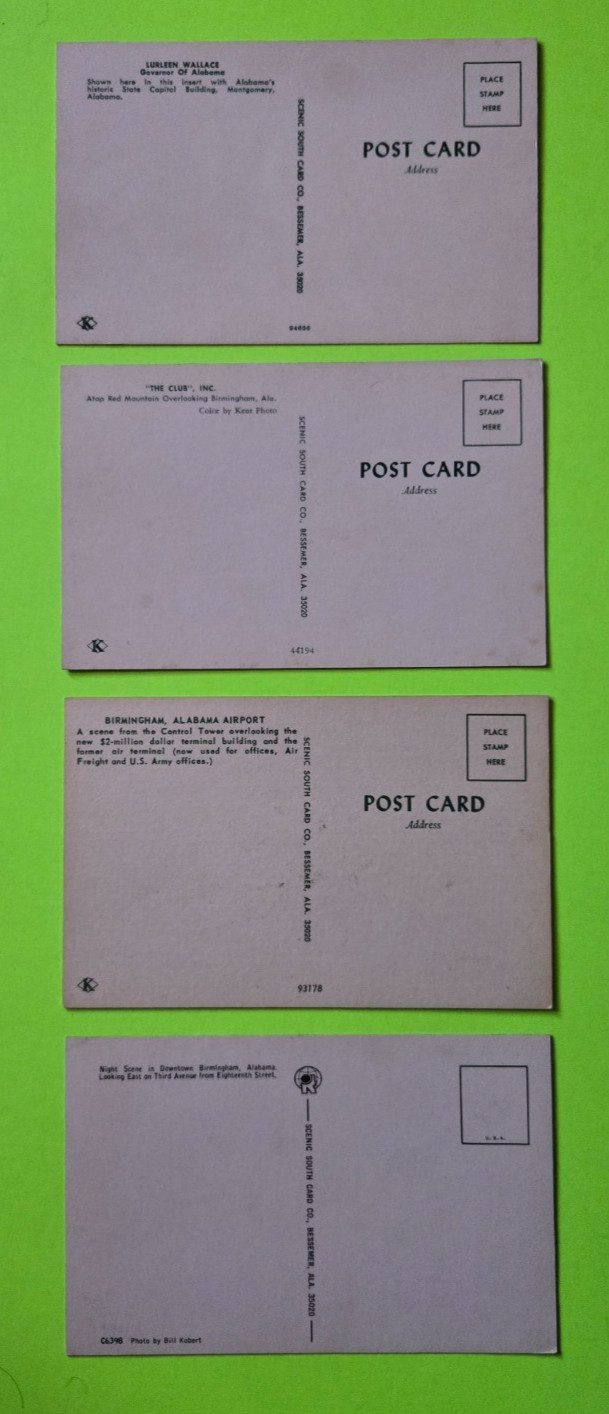 Lot of 7 Unpostmarked Postcards – Birmingham, AL and the Alabama State Capitol