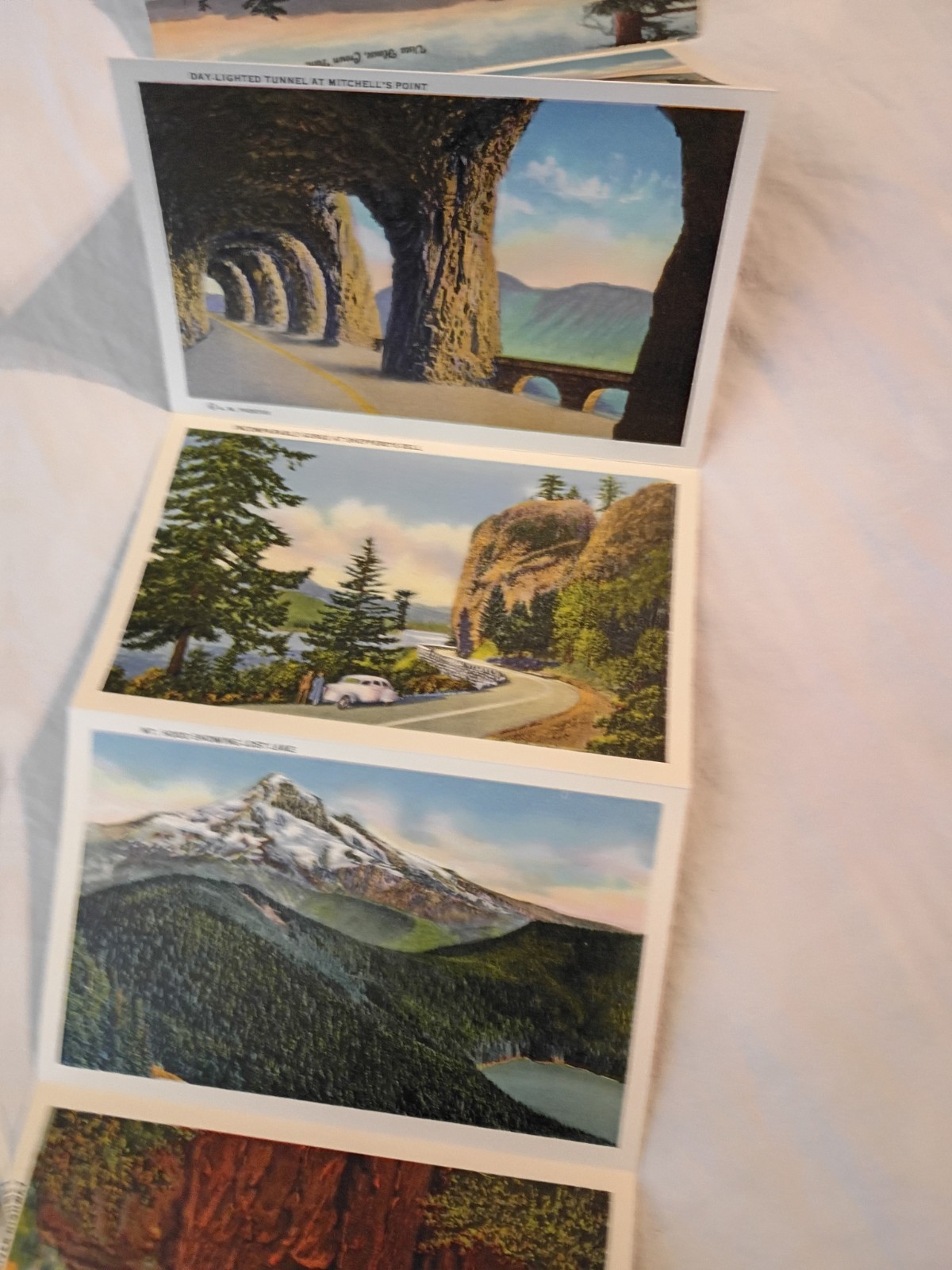 Vintage MCM Souvenir Postcards Folder Columbia River Highway Oregon 1940’s Linen