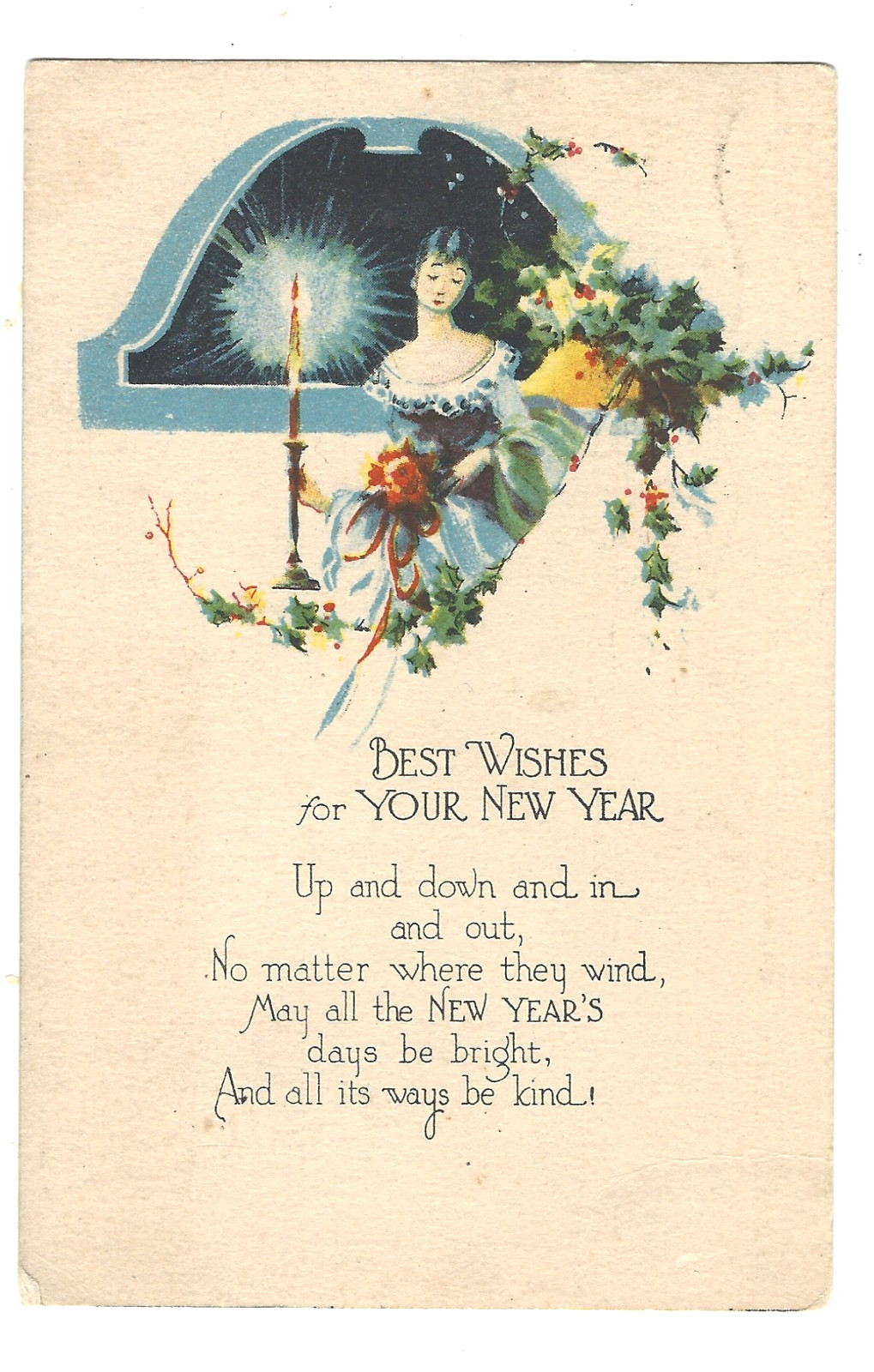 Postcard Divided Back USA New Year 1930 PM 1 Cent Stamp