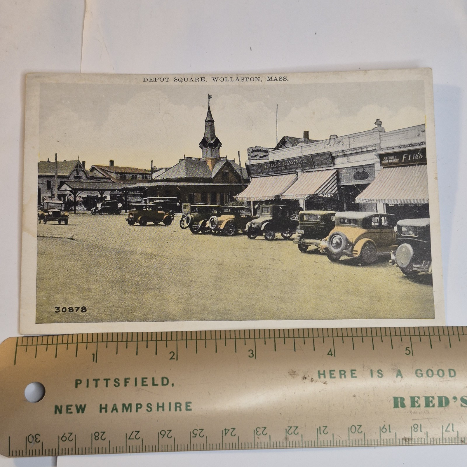 Antique Postcard Depot Square Wollaston MA ~1920s Pub. Howard D. Johnson Co HoJo
