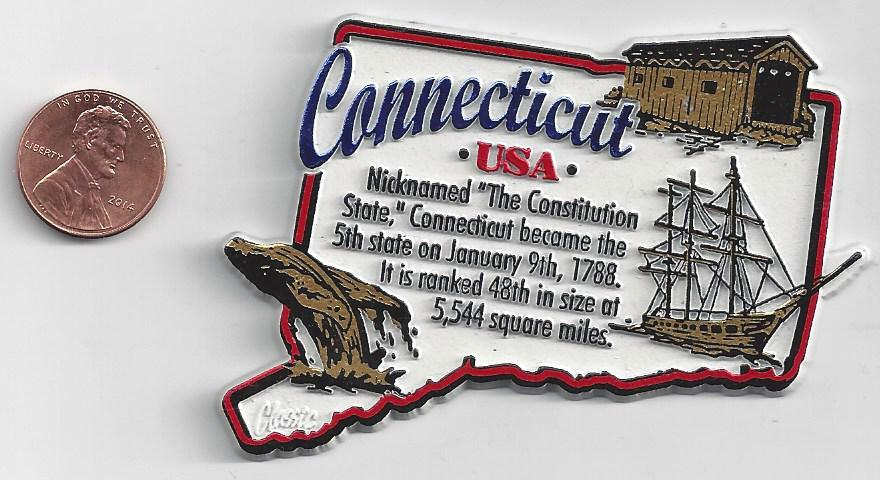 CONNECTICUT MAP INFO MAGNET MULTI COLOR