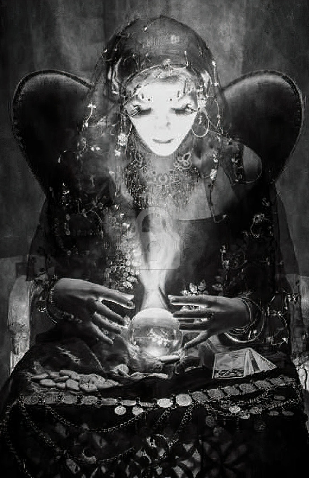 Fortune Teller Creepy Postcard Copy