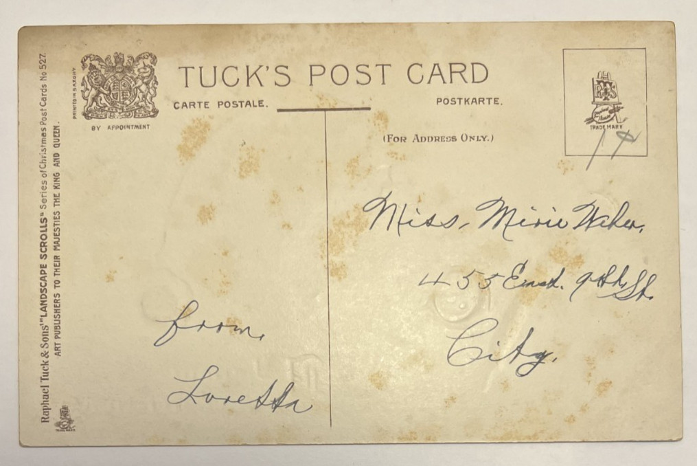 A Joyous Christmas, Wax Seal, Vintage TUCK Landscape Scrolls Series Postcard