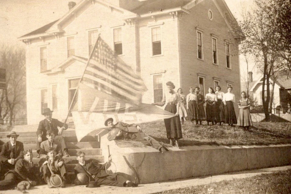 Modern RPPC REPRINT Postcard VAIL IOWA Vail High School VHS Patriotic SportsB555