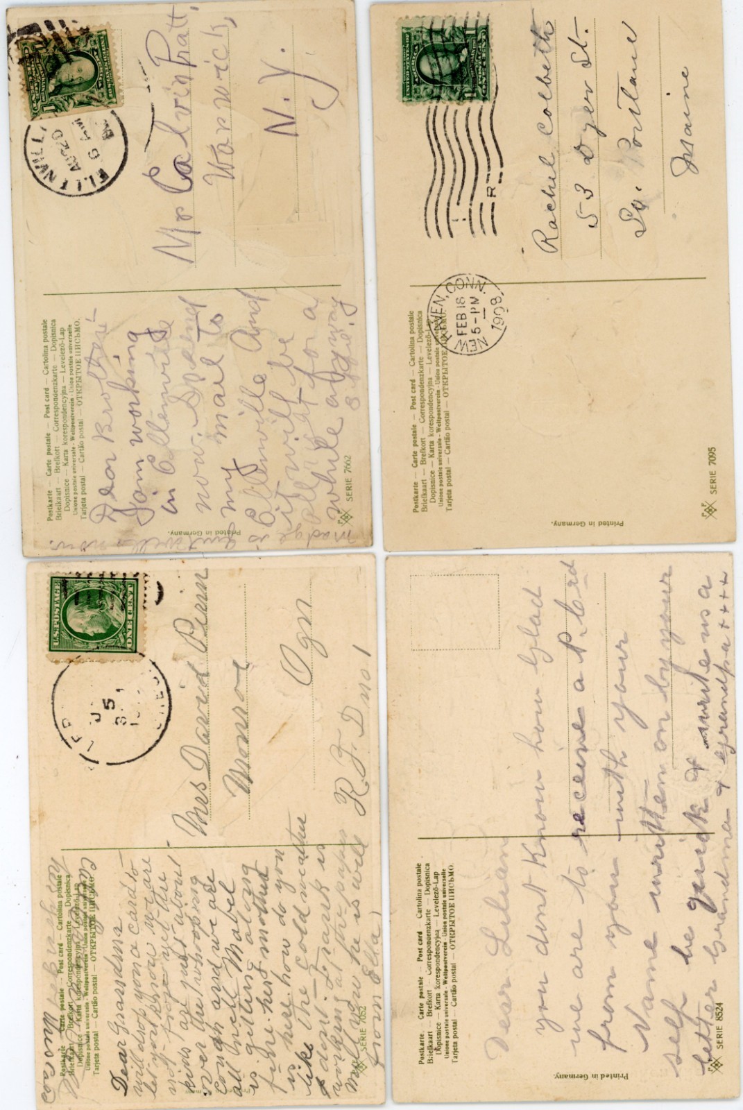 lot of 7 pre-1912 embossed PFB greeting postcards, children