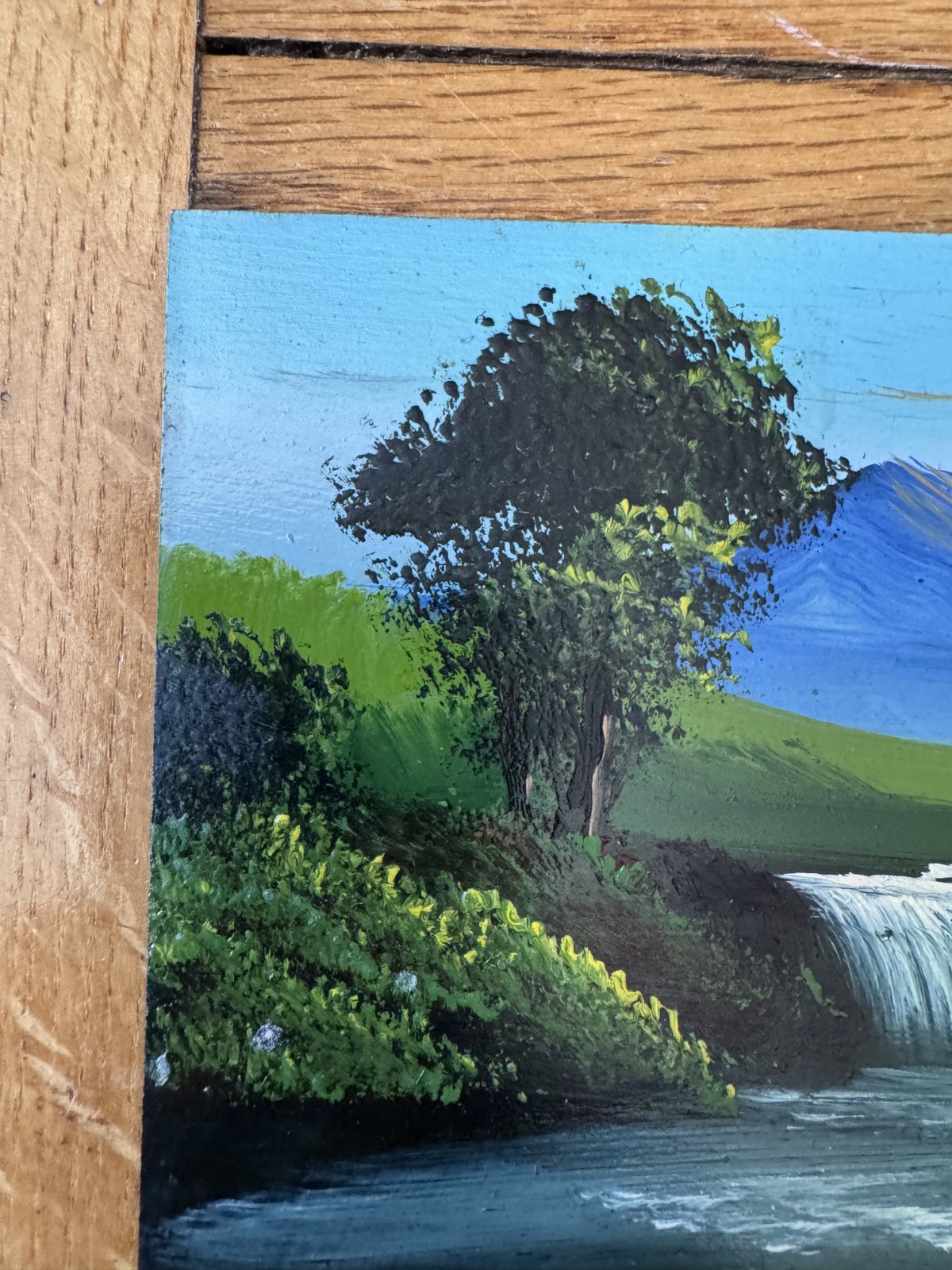Vintage Hand Painted Postcard Waterfall Japan Original Scene HANDMADE c1910