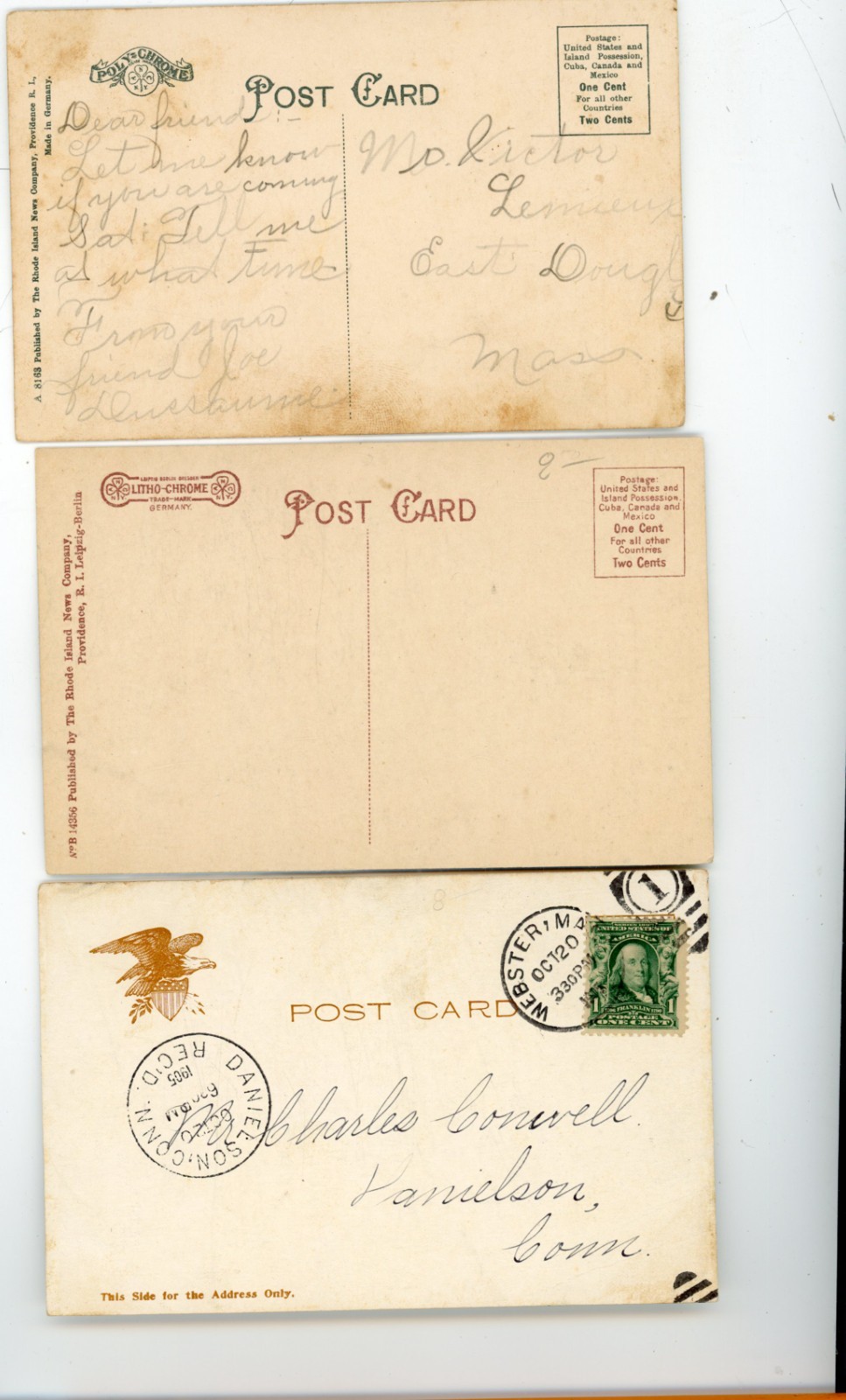 lot of 6 pre-1915 Webster MA postcards
