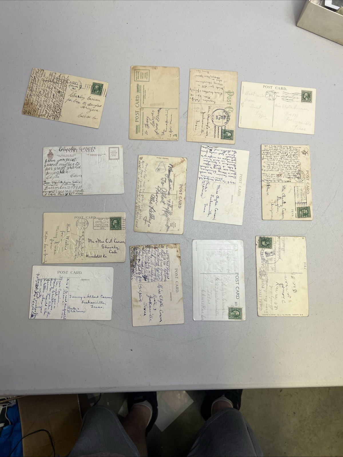 Lot Of 13 Vintage Christmas Postcards, Used, Early 1900s, Some Embossed