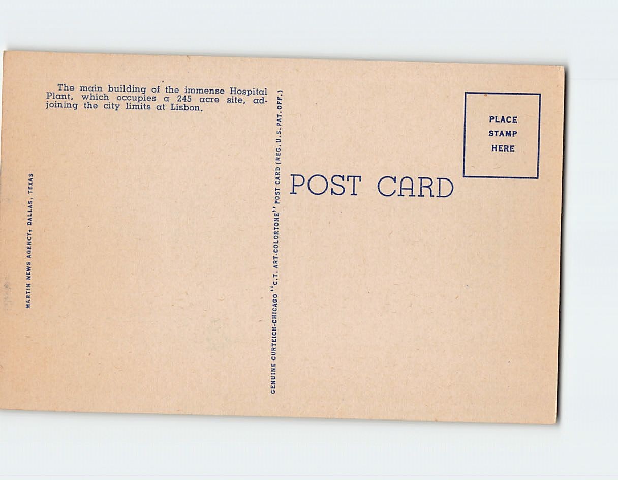 Postcard United States Veterans Hospital In Dallas at Lisbon Texas USA