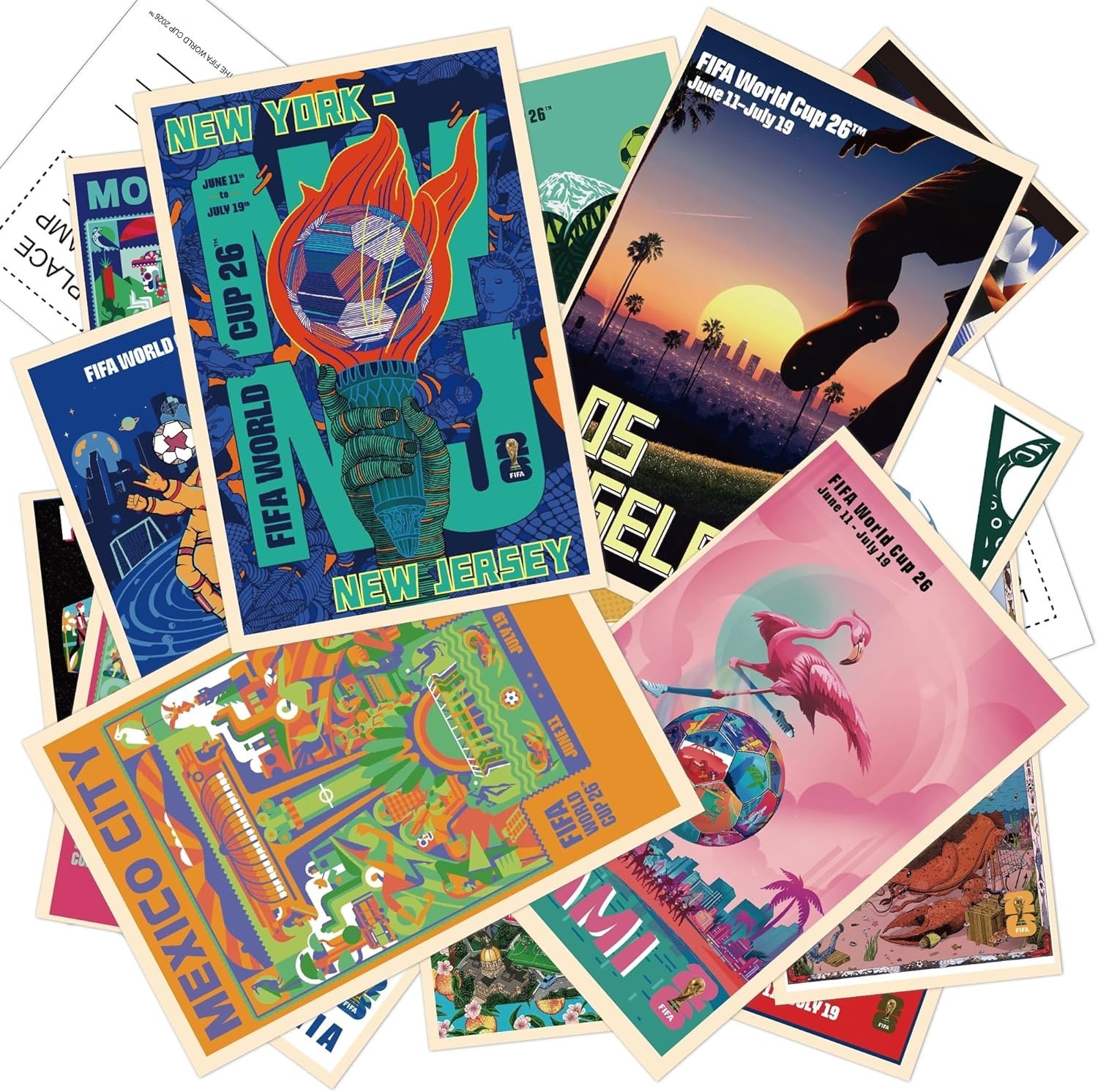 Durable 32-Count 2026 World Cup Postcards – Perfect for Scrapbooking