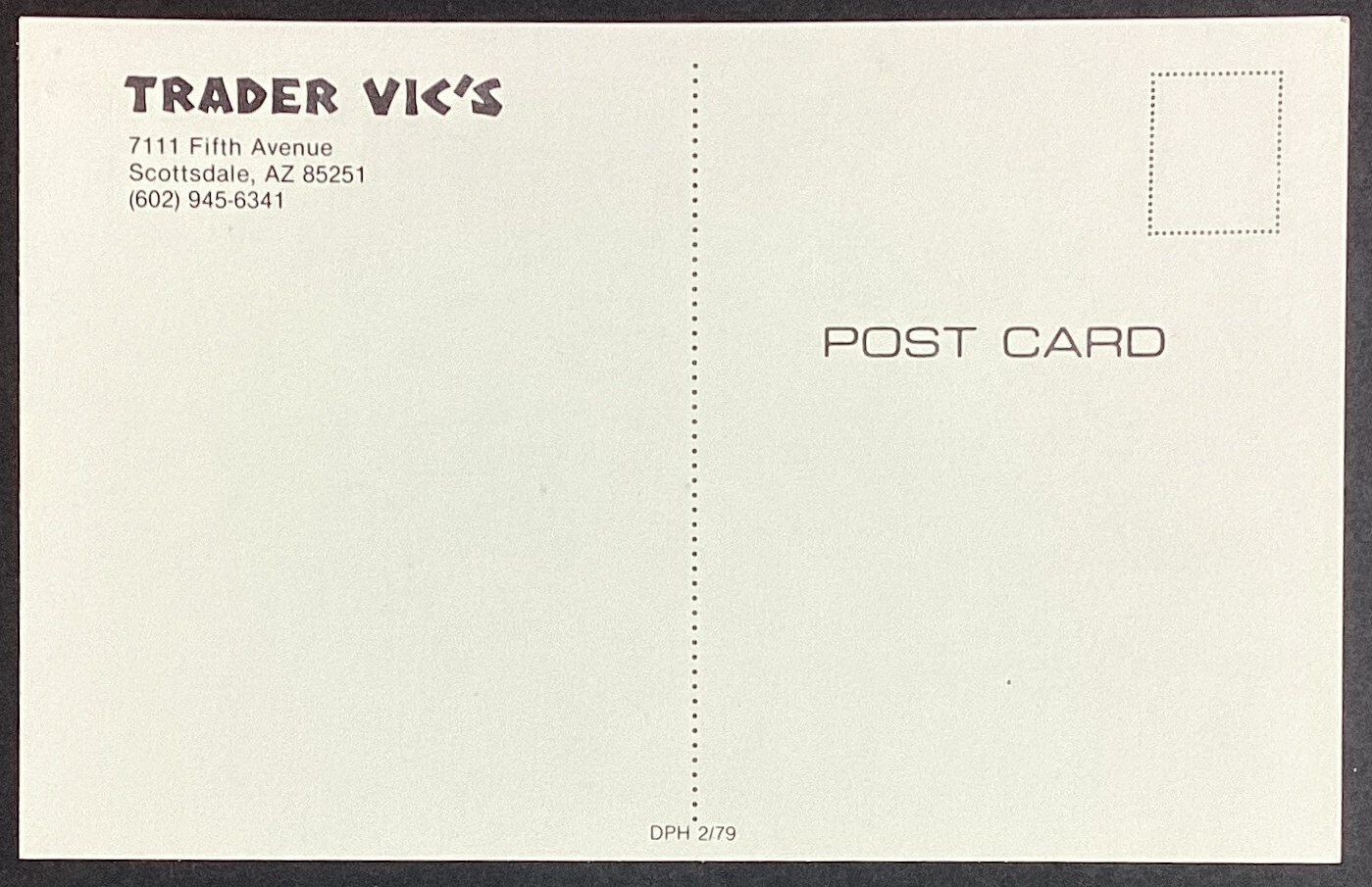Trader Vic’s Tiki Polynesian Scottsdale Arizona Vintage Postcard Unposted