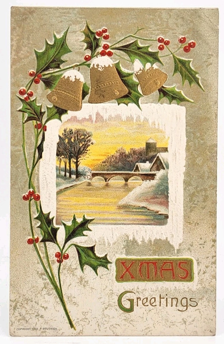 c1909 Christmas Greetings Picture Postcard – Christmas Greetings ~ #-9736