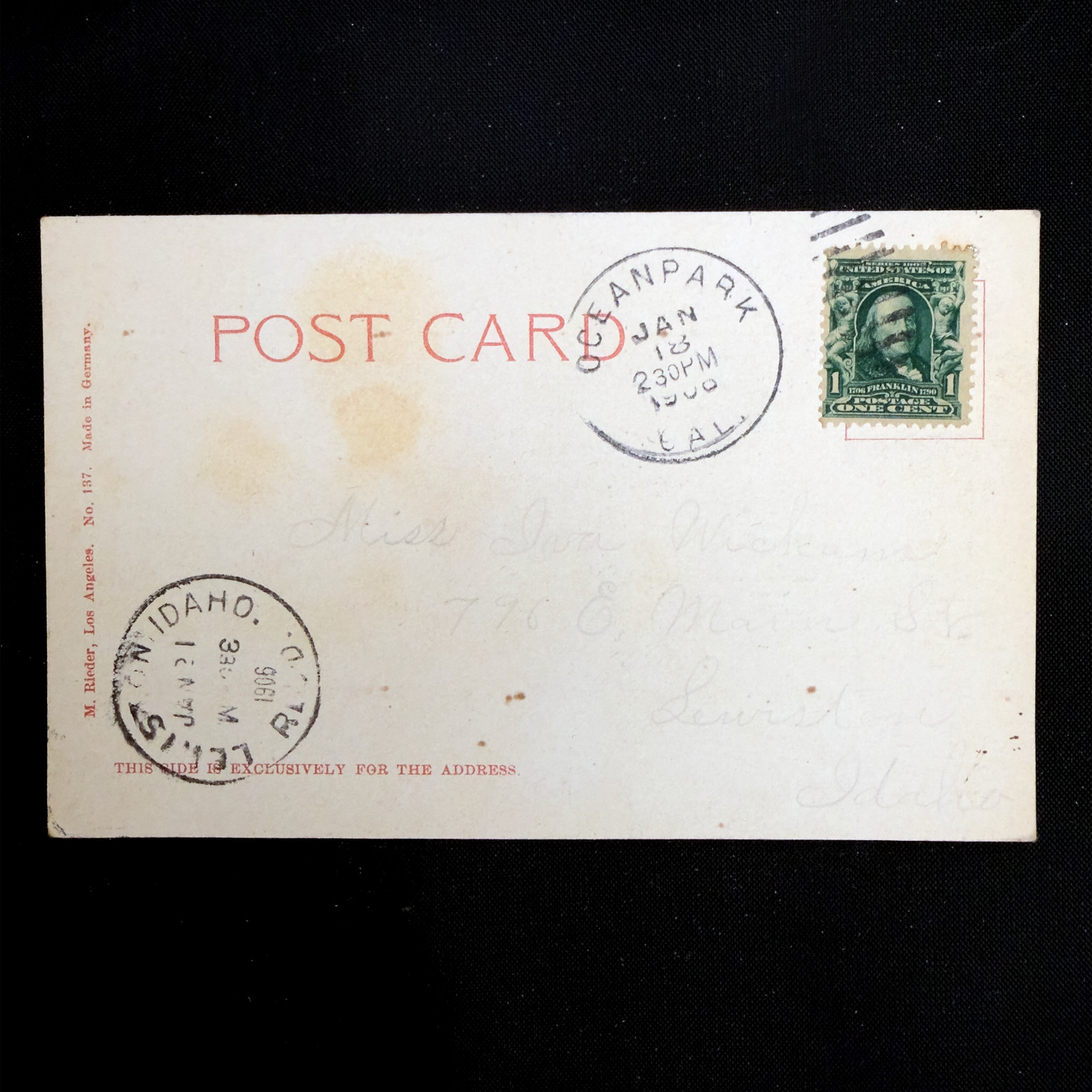 Vintage California Postcard Lot 4 Umbrella Trees Lake Donkey Cart 1900s