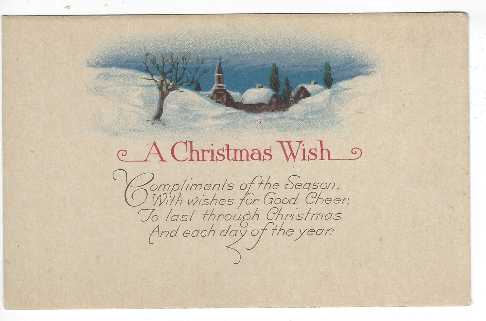 Postcard Divided USA Series 1207C A Christmas Wish – Snowy Landscape Scene