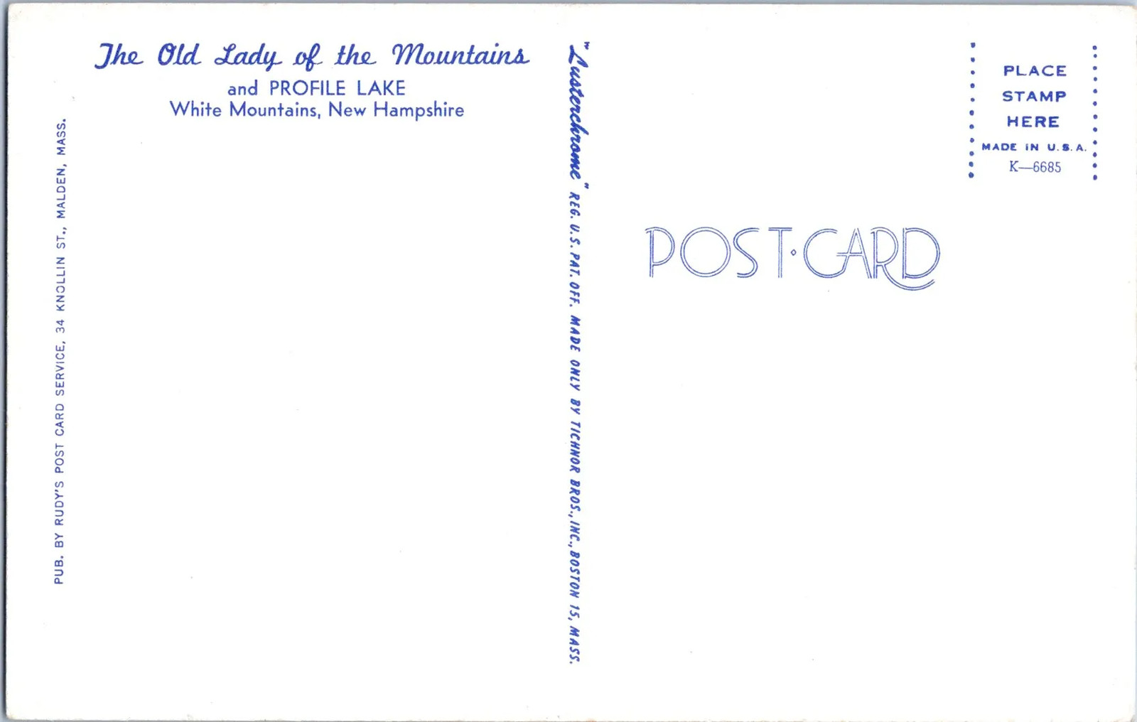 White Mountains, United States – Mountain Landscape And Lake Postcard