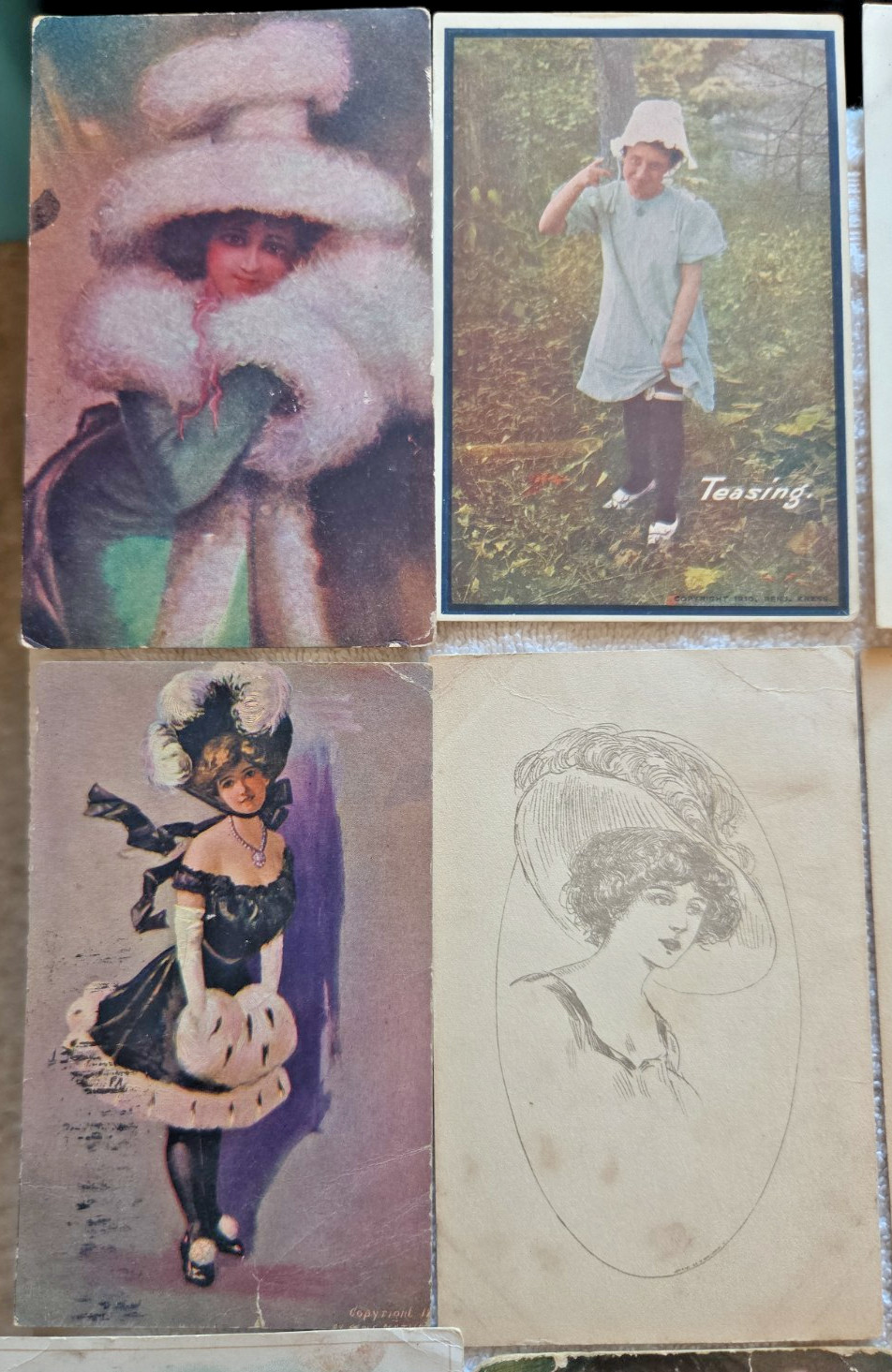 Antique Lot of 16 Souvenir Ladies Women Postcards some postmarked