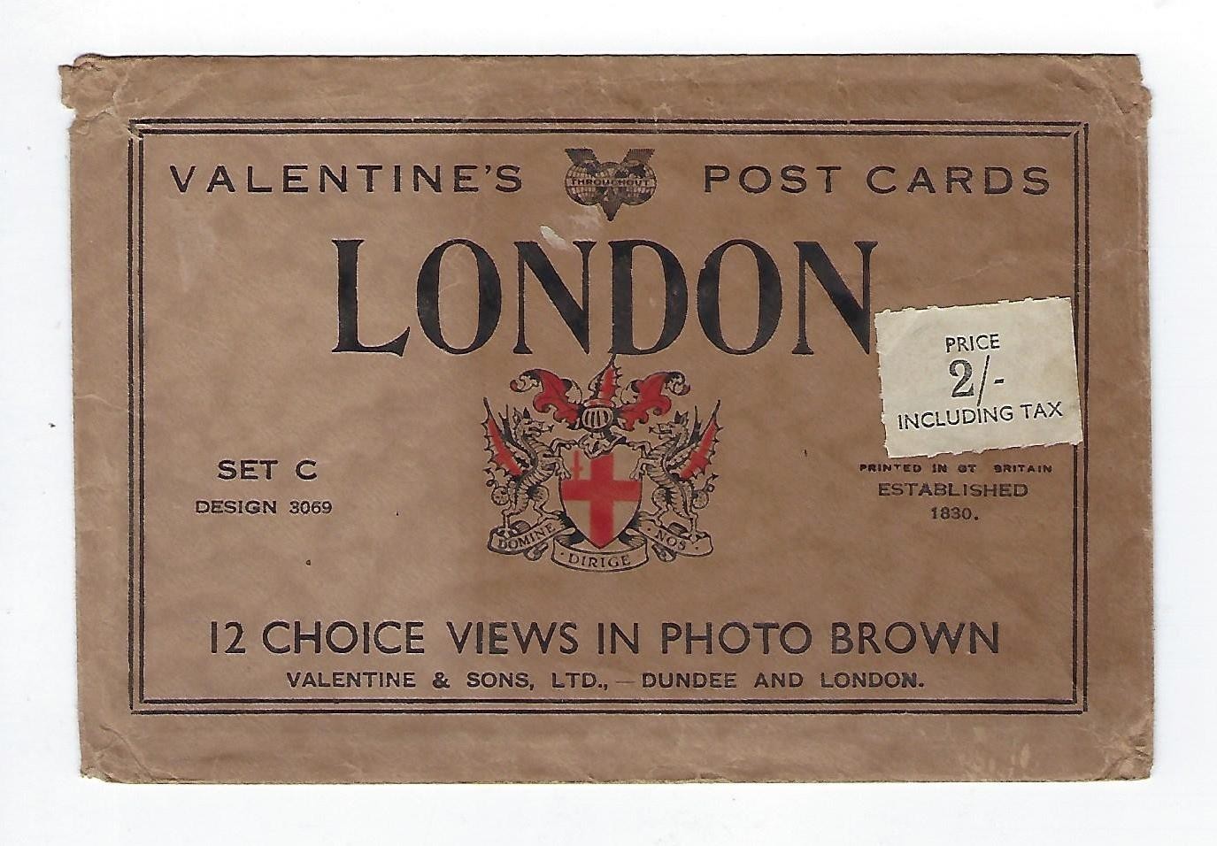 Vintage 1930s Valentine & Sons Post Cards London Empty Sleeve/Envelope