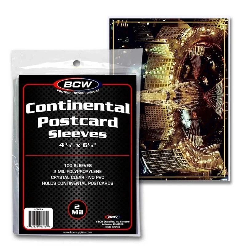 (10 Loose) BCW Continental Postcard Sleeves 2 Mill Soft Poly 4 3/8 X 6 1/4