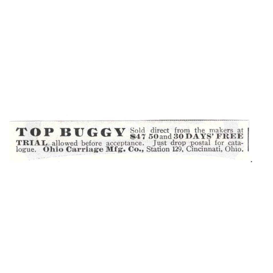 Ohio Carriage Mfg Co 30 Days Free Trial Cincinnati OH 1903 Magazine Ad SAG7-S18