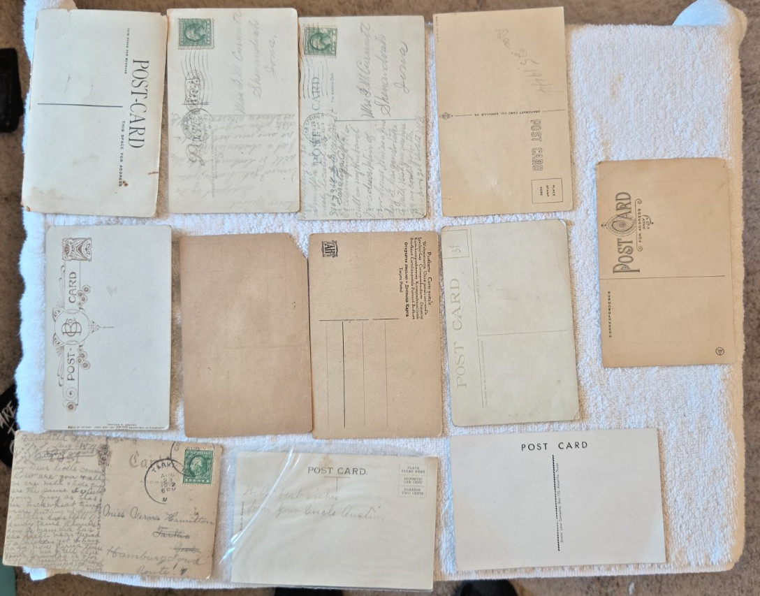 Lot Of 12 Antique And Vintage Post Cards 3 Written Posted early 1900’s