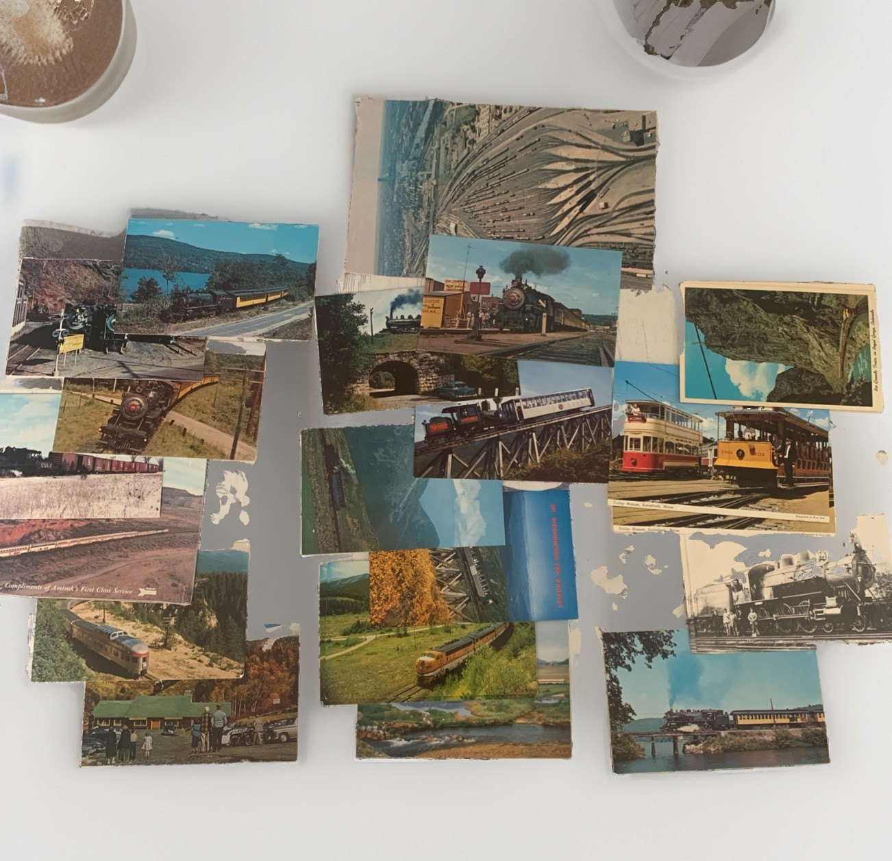 Lot of 25 Vintage Train Locomotive Postcards Railroad 1970s USA