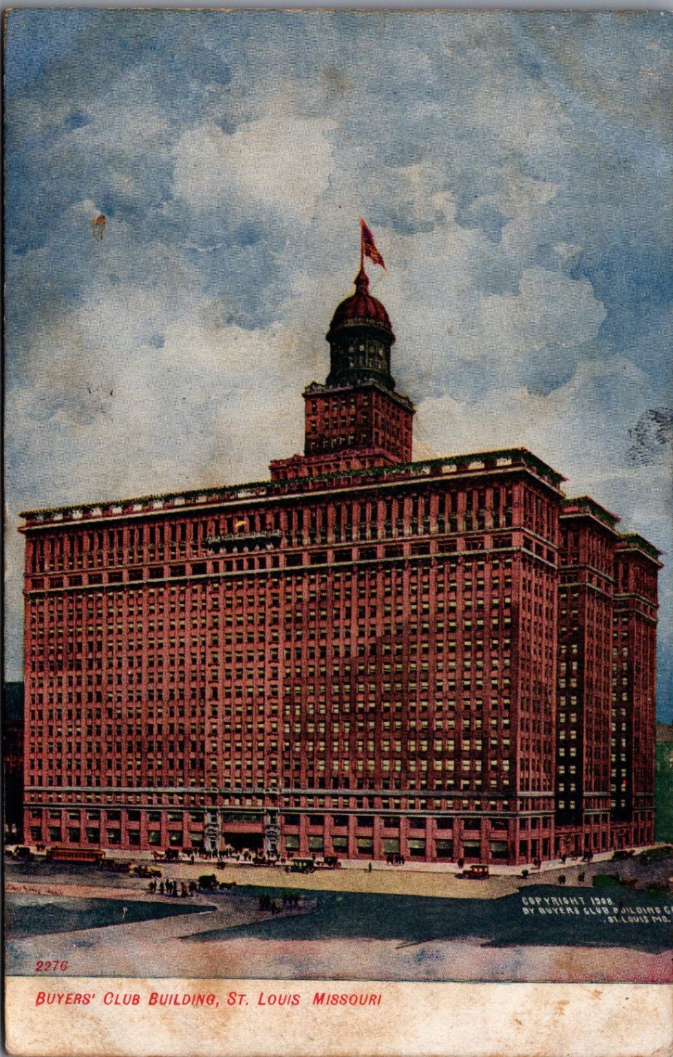 1908 Buyers’ Club Building St. Louis MO Hand-Colored Postcard 1910 Postmark