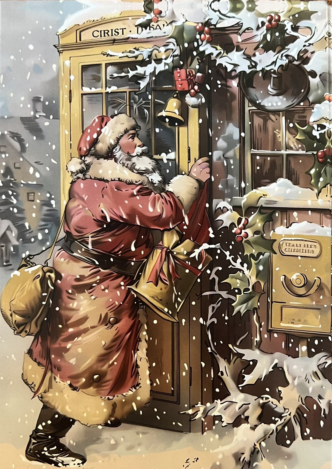 Vintage Inspired Postcard Christmas Santa Snow Ephemera #4412 Tonya