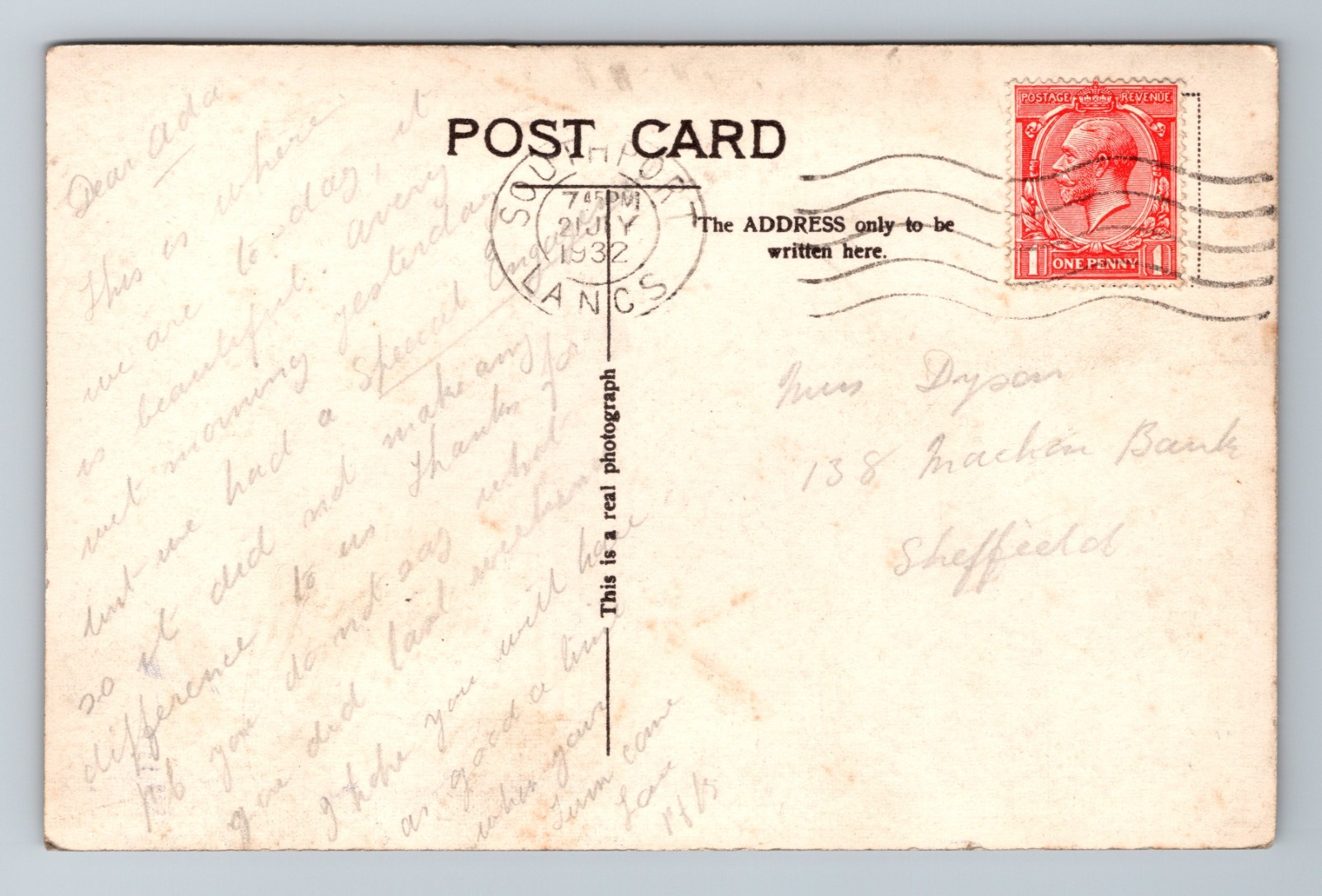 Southport England Floral Bridge & Amusement Park 1930s Antique RPPC Postcard