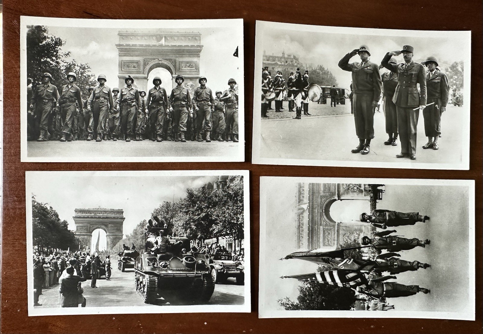 Lot of 4 WWII LIBERATION OF PARIS 1944 France US Troops Army Original RPPC Photo