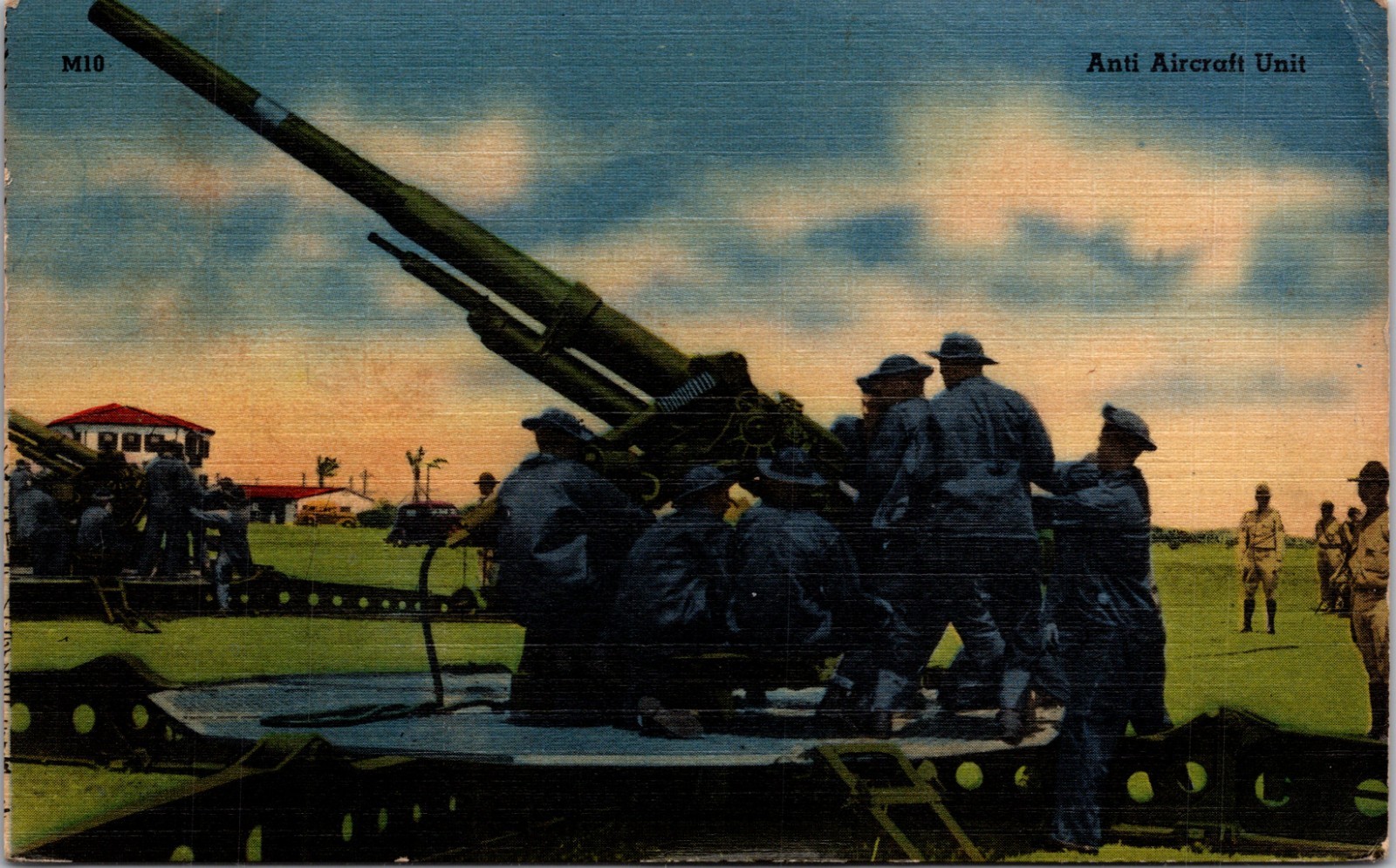 Army Anti Aircraft Unit WWII World War II Linen Postcard XG7