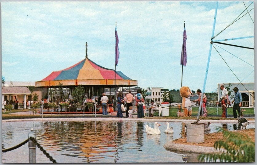 DES MOINES, Iowa Postcard ADVENTURELAND Amusement Park “Merry-Go-Round” c960s